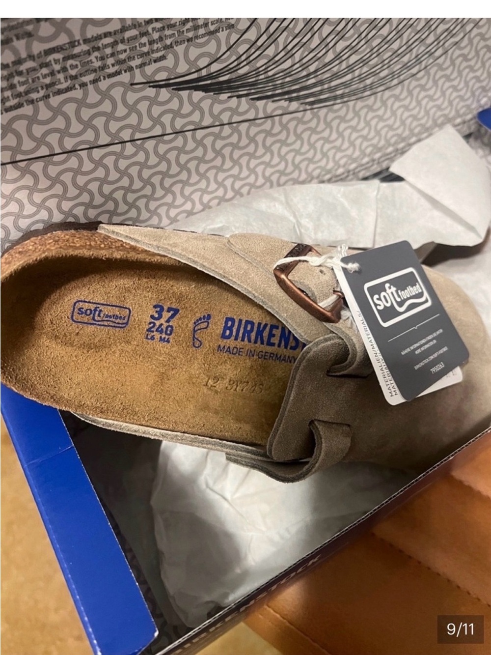 Birkenstock Boston- Taupe Leather suede Clogs - NEW- authentic - Picture 6 of 8